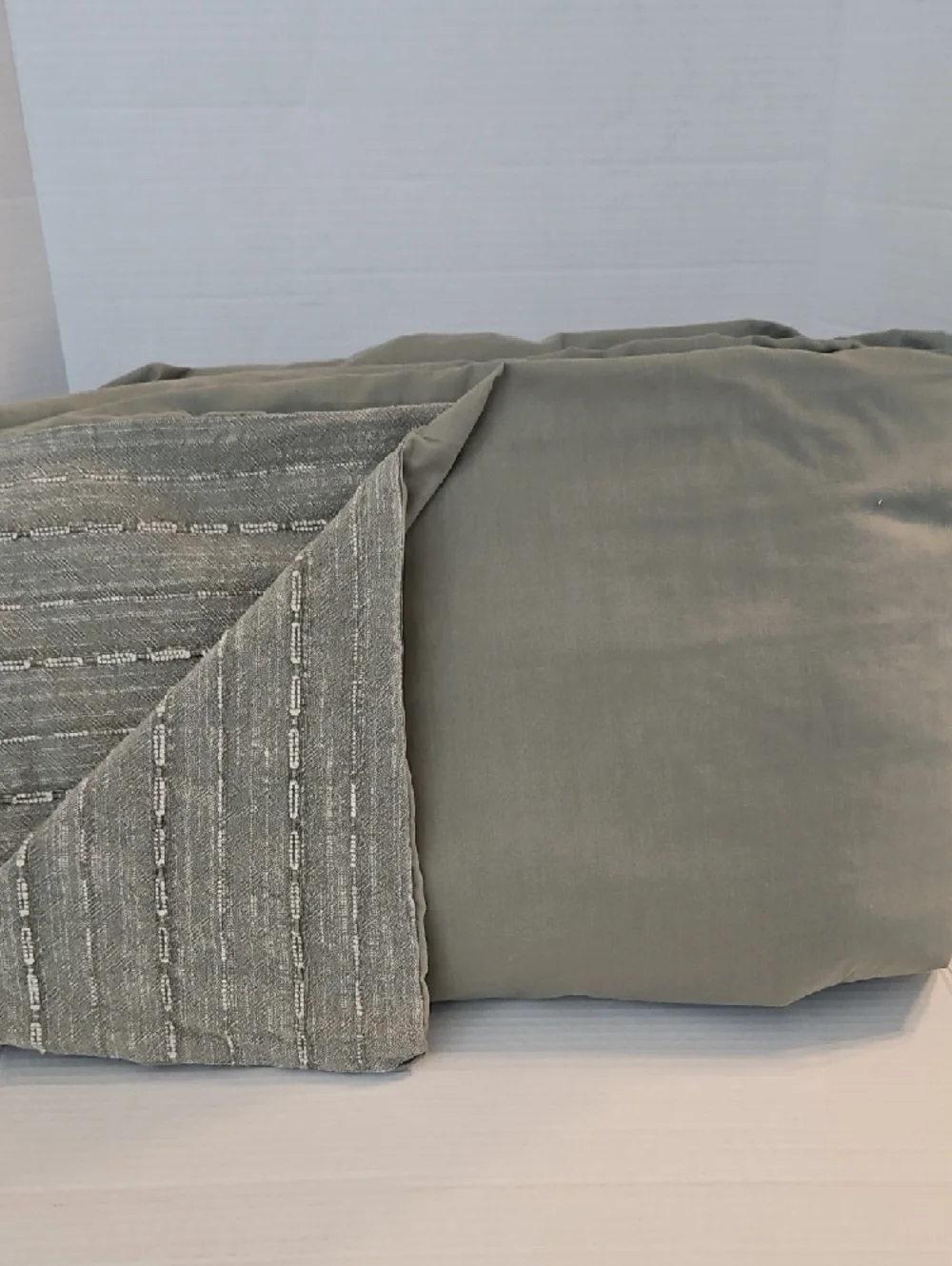 Hearth & Hand Olive White Texture Striped Woven Cotton King Duvet Cover